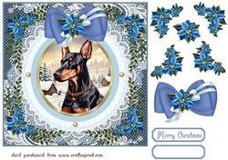 Blue Christmas dog card front 13