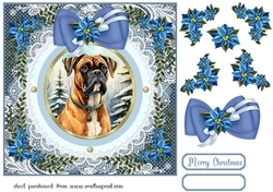 Blue Christmas dog card front 14