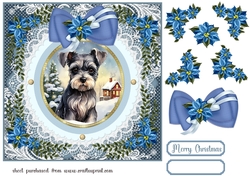 Blue Christmas dog card front 15