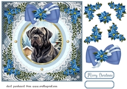 Blue Christmas dog card front 16