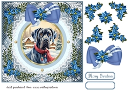 Blue Christmas dog card front 17