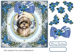 Blue Christmas dog card front 19