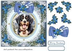 Blue Christmas dog card front 20