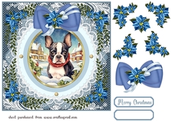 Blue Christmas dog card front 21