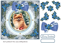 Blue Christmas dog card front 22