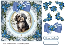 Blue Christmas dog card front 23