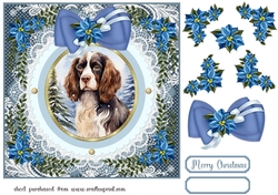 Blue Christmas dog card front 24