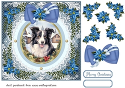 Blue Christmas dog card front 25