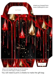 Red and gold Christmas drip gift bag 4