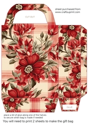 Red floral plaid gift bag 1