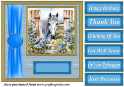 Blue fence farm animal card front 7