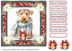 Wrapped up for Christmas pup card front 12