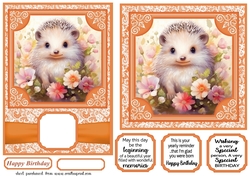 5x7 and 6x6 aprox Orange hedgehog card fronts