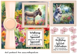 Cute donkey in garden card front 4