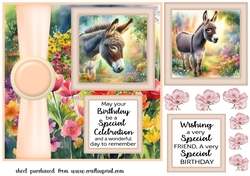Cute donkey in garden card front 5