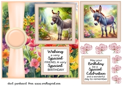 Cute donkey in garden card front 6