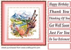 Floral bagpipes card front 1