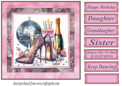 Keep dancing female Birthday card front 8