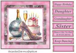 Keep dancing female Birthday card front 10