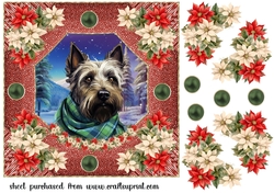 Poinsettia Scottish terrier card front 1