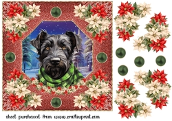 Poinsettia Scottish terrier card front 2