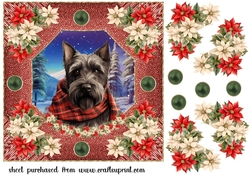 Poinsettia Scottish terrier card front 3