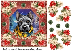 Poinsettia Scottish terrier card front 4