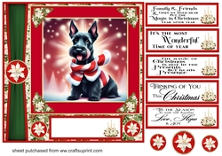 Holly and berries Christmas Scottish terrier card front 2