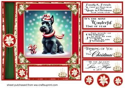 Holly and berries Christmas Scottish terrier card front 3