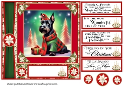Holly and berries Christmas Scottish terrier card front 5