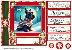 Holly and berries Christmas Scottish terrier card front 7