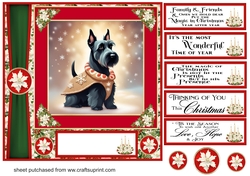 Holly and berries Christmas Scottish terrier card front 9