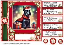 Holly and berries Christmas Scottish terrier card front 11