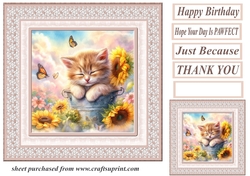 Sunflower kitten card front 6