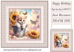 Sunflower kitten card front 13