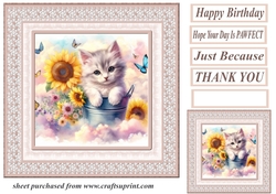 Sunflower kitten card front 14