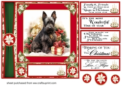 Red and green Christmas Scottie card front 2