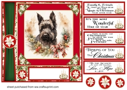 Red and green Christmas Scottie card front 3