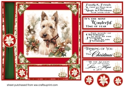 Red and green Christmas Scottie card front 5