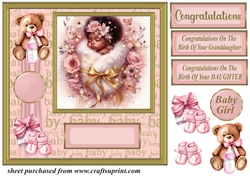 Ethnic new baby girl card front 5