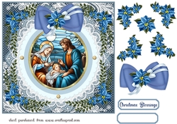 Christmas Religious stained glass card front 2