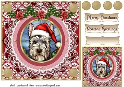 Christmas stained glass Scottish terrier card front 2