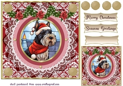 Christmas stained glass Scottish terrier card front 3