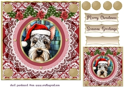 Christmas stained glass Scottish terrier card front 5