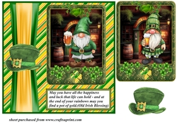 St Patricks Day gnome with beer card front 3
