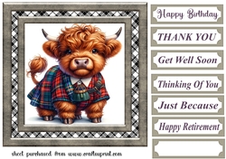 Tartan Highland cow card front 6