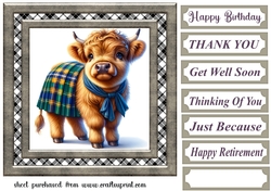 Tartan Highland cow card front 7