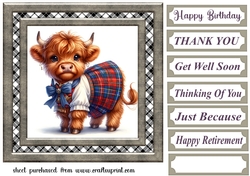 Tartan Highland cow card front 8