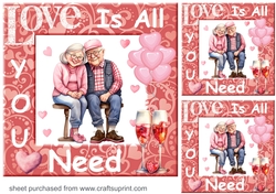 3 All you need is love card fronts/toppers 2