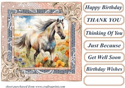 Horse in flowers card front 3